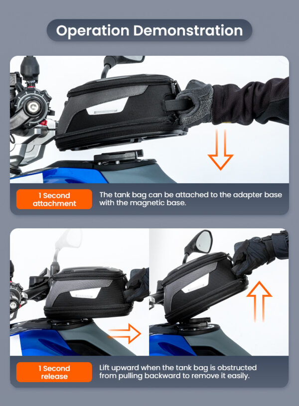 LOBOO Tank Bag Easy rozszerzany 4,5-6,5L, z funkcją szybkiego demontażu z kotwy magnetycznej Easy, regulacja montażu w zakresie