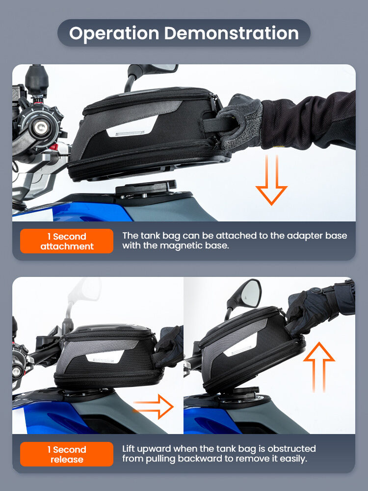 LOBOO Tank Bag Easy rozszerzany 4,5-6,5L, z funkcją szybkiego demontażu z kotwy magnetycznej Easy, regulacja montażu w zakresie