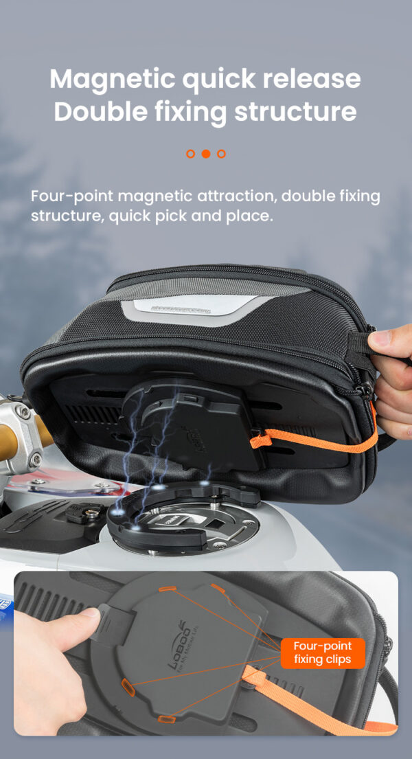 LOBOO Tank Bag z funkcją szybkiego demontażu z kotwy magnetycznej, regulacja montażu w zakresie 110mm, rozszerzany w zakresie 4,5