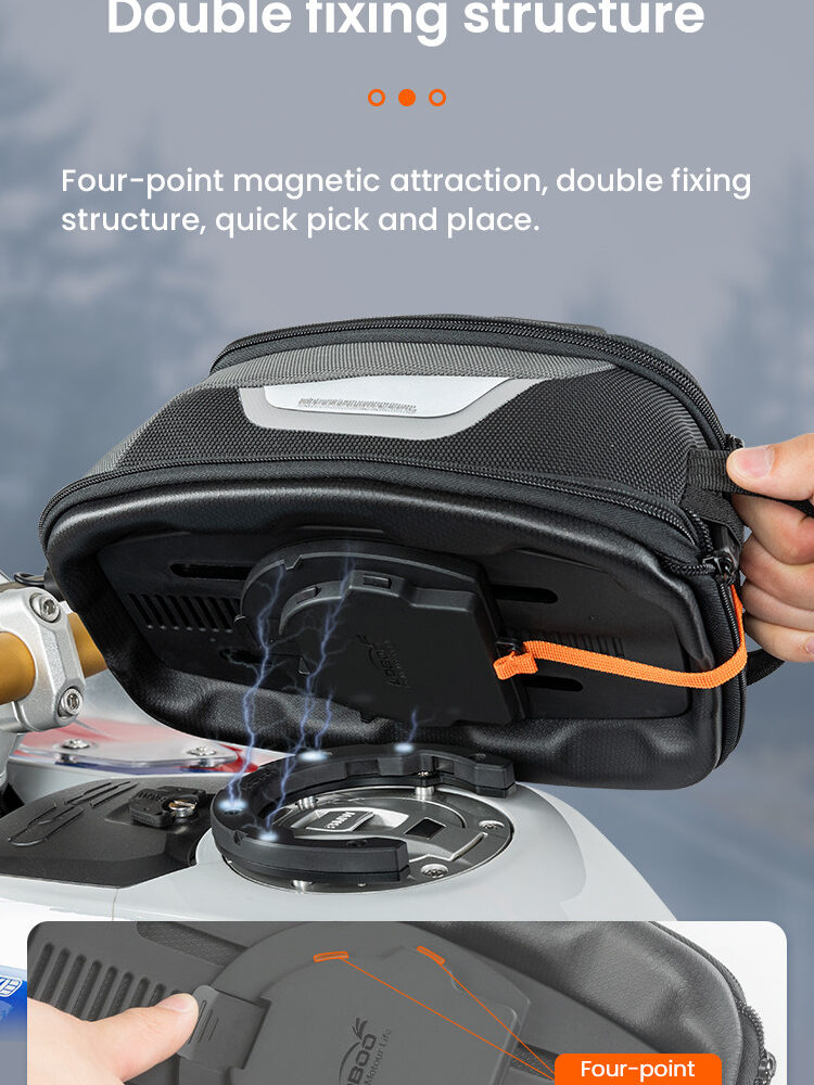 LOBOO Tank Bag z funkcją szybkiego demontażu z kotwy magnetycznej, regulacja montażu w zakresie 110mm, rozszerzany w zakresie 4,5