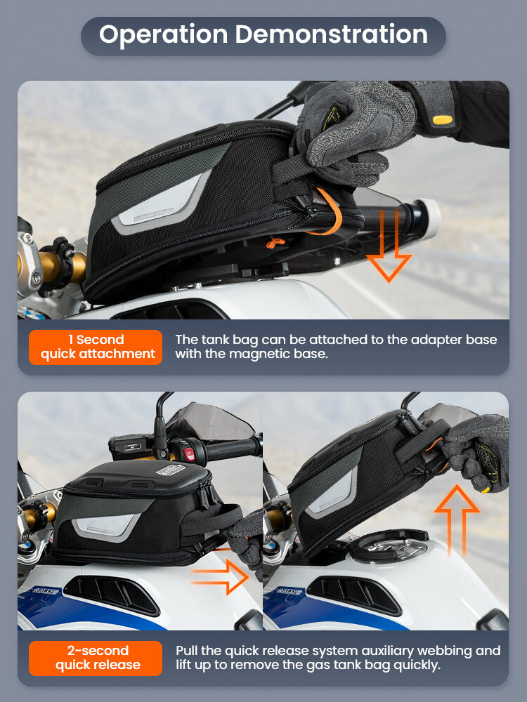 LOBOO Tank Bag z funkcją szybkiego demontażu z kotwy magnetycznej, regulacja montażu w zakresie 110mm, rozszerzany w zakresie 4,5