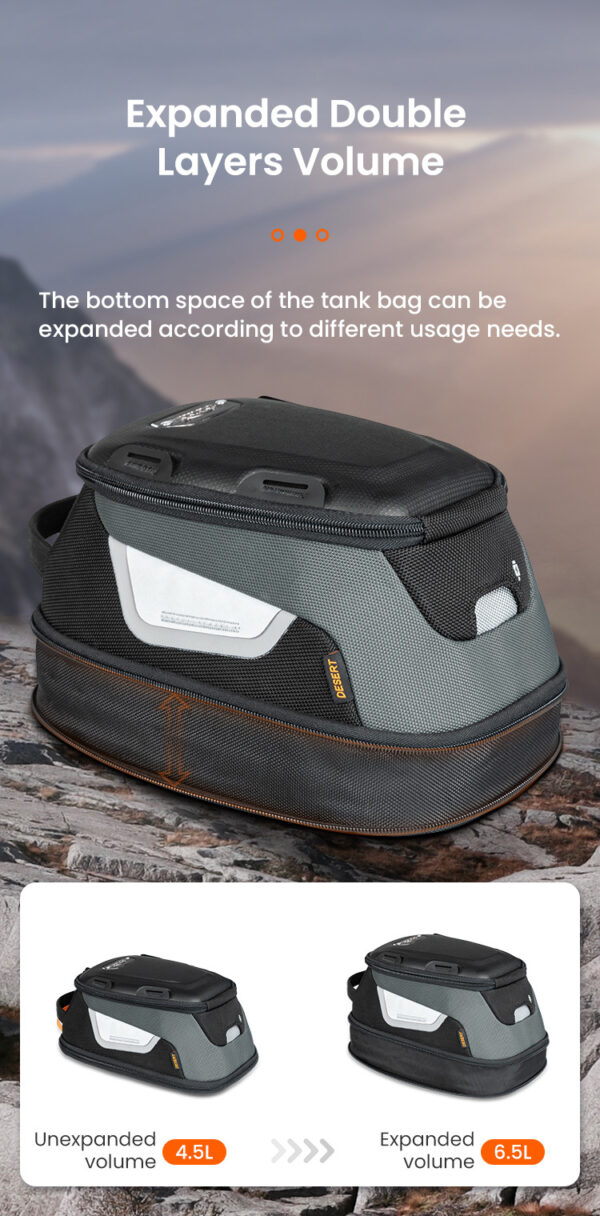 LOBOO Tank Bag z funkcją szybkiego demontażu z kotwy magnetycznej, regulacja montażu w zakresie 110mm, rozszerzany w zakresie 4,5