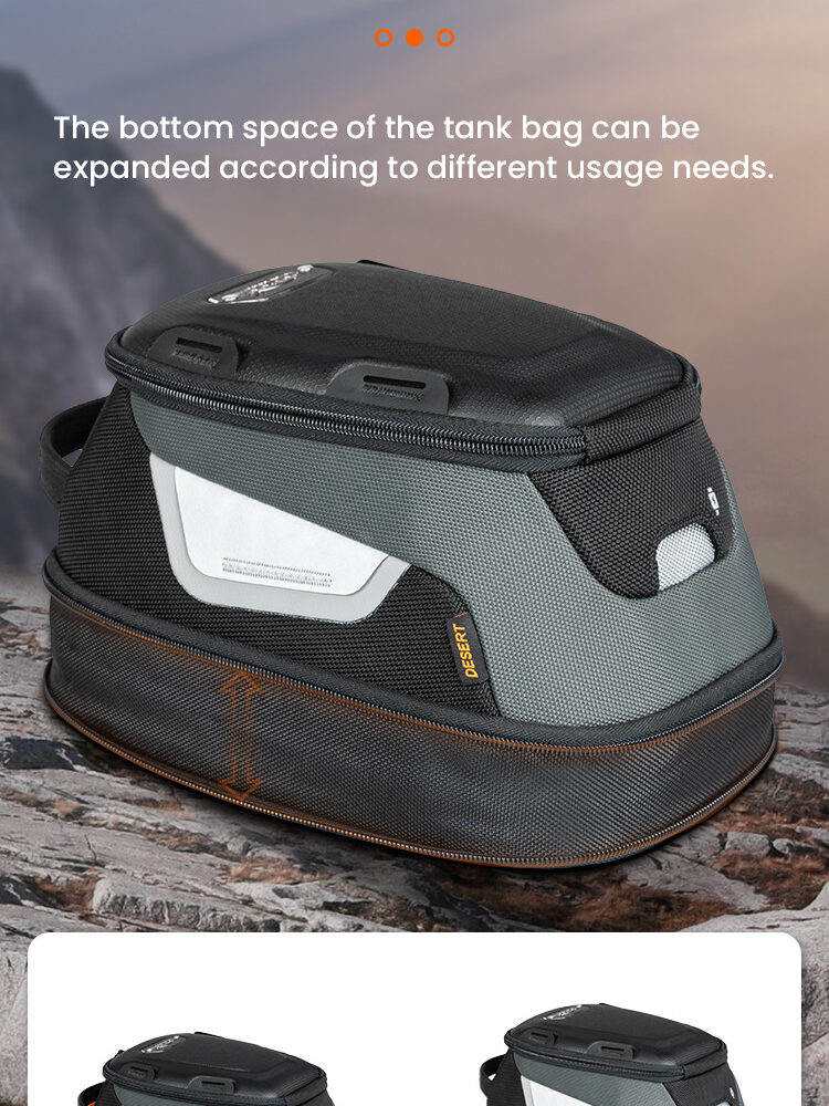 loboo-tank-bag-45-65l LOBOO Tank Bag z funkcją szybkiego demontażu z kotwy magnetycznej, regulacja montażu 110mm, pojemność 4,5-6,5L, czarny/szary