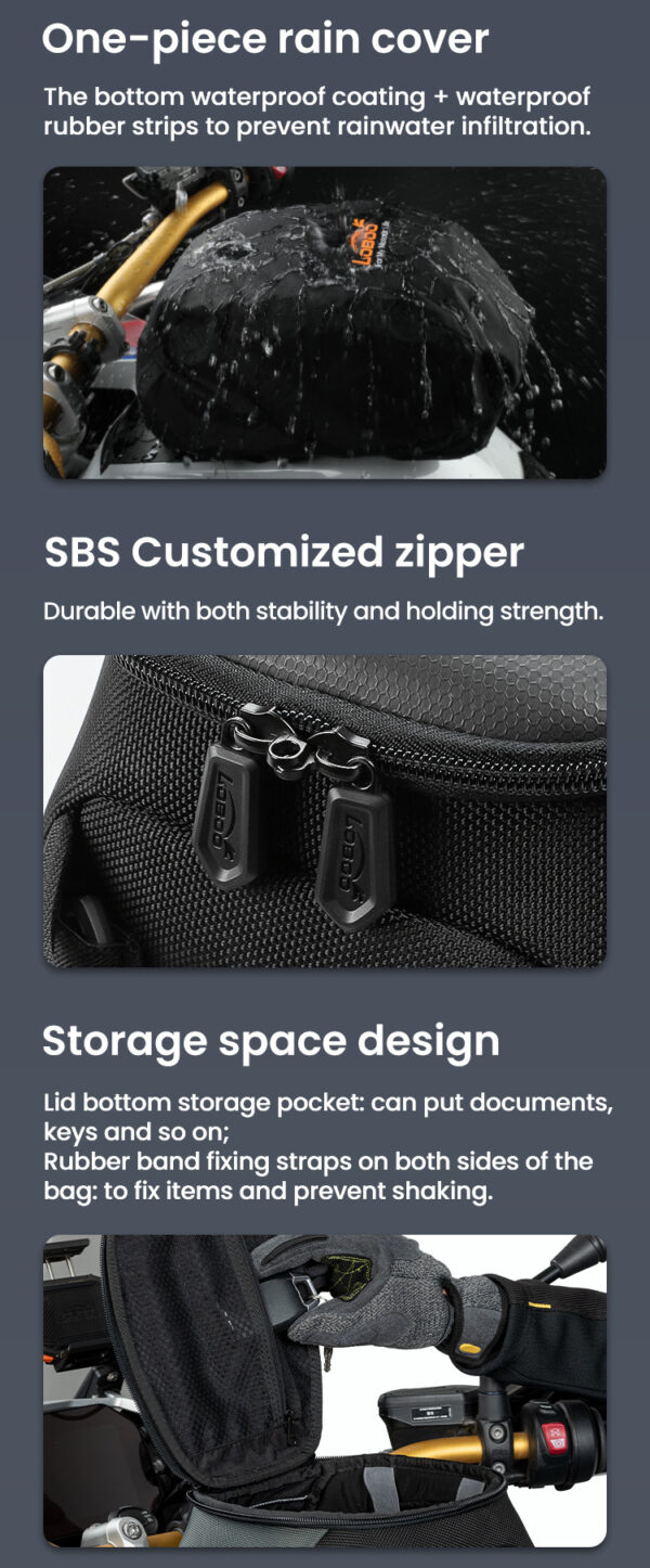 LOBOO Tank Bag z funkcją szybkiego demontażu z kotwy magnetycznej, regulacja montażu w zakresie 110mm, rozszerzany w zakresie 4,5