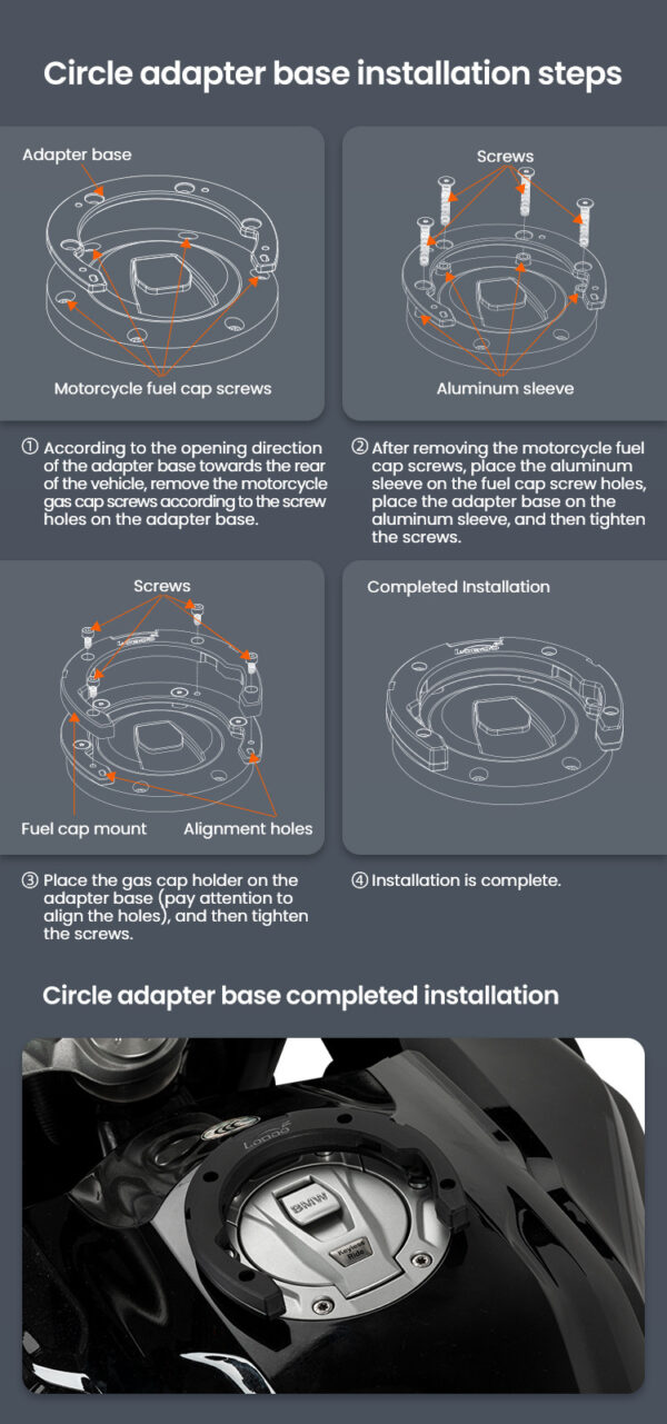 LOBOO Tank Bag z funkcją szybkiego demontażu z kotwy magnetycznej, regulacja montażu w zakresie 110mm, rozszerzany w zakresie 4,5