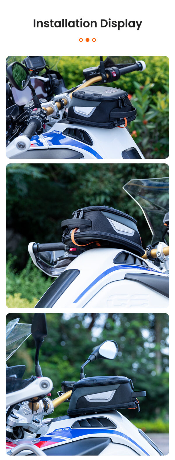 loboo-tank-bag-45-65l LOBOO Tank Bag z funkcją szybkiego demontażu z kotwy magnetycznej, regulacja montażu 110mm, pojemność 4,5-6,5L, czarny/szary