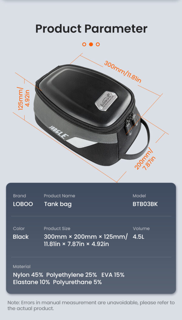 loboo-tank-bag-45l LOBOO Tank bag 4,5L magnetyczny, nylon 2520D, czarny/szary