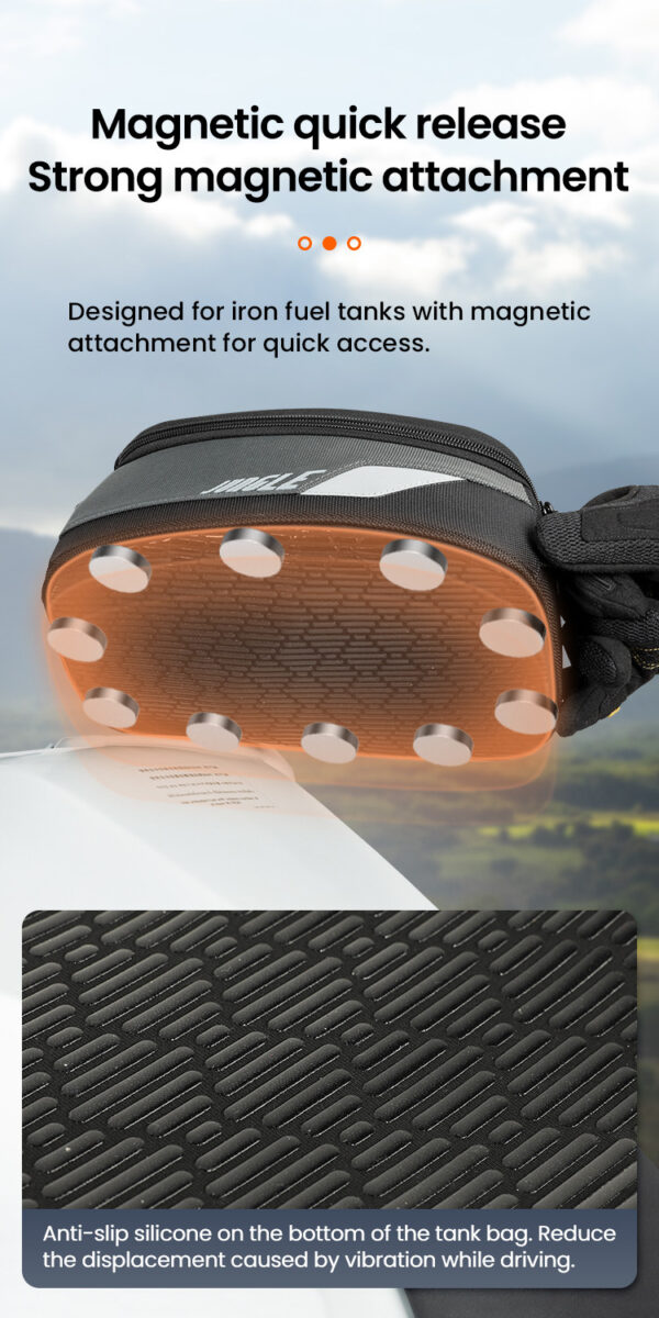 LOBOO Tank bag 4,5L magnetyczny, nylon 2520D, czarny/szary