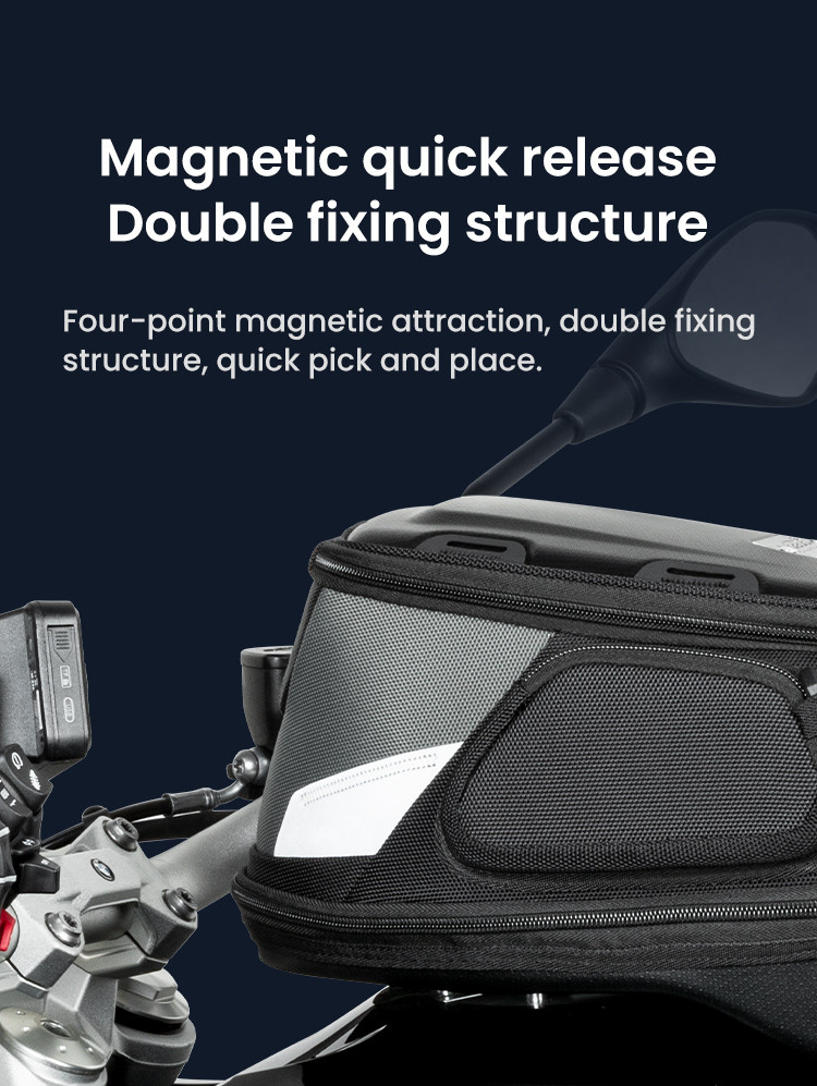 LOBOO Tank Bag z funkcją szybkiego demontażu z kotwy magnetycznej, regulacja montażu w zakresie 110mm, powiększalny w zakresie 7