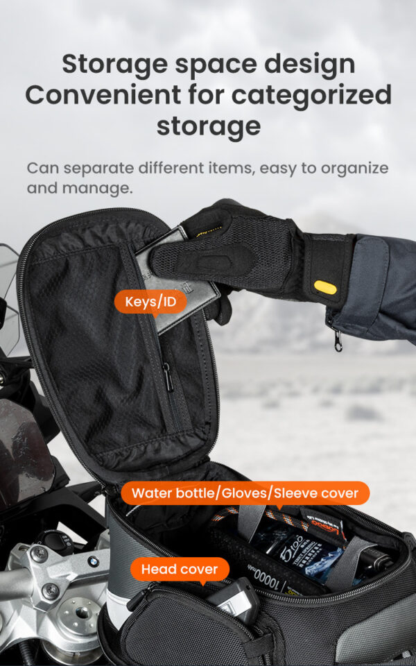 loboo-tank-bag-7-9l LOBOO Tank Bag z funkcją szybkiego demontażu z kotwy magnetycznej, regulacja montażu 110mm, pojemność 7-9L, czarny/szary