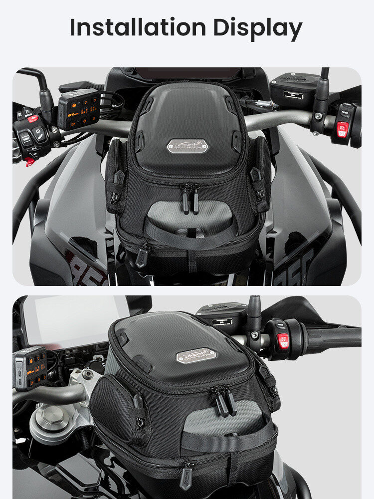 loboo-tank-bag-7-9l LOBOO Tank Bag z funkcją szybkiego demontażu z kotwy magnetycznej, regulacja montażu 110mm, pojemność 7-9L, czarny/szary