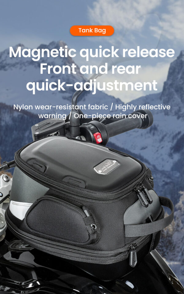 LOBOO Tank Bag z funkcją szybkiego demontażu z kotwy magnetycznej, regulacja montażu w zakresie 110mm, powiększalny w zakresie 7