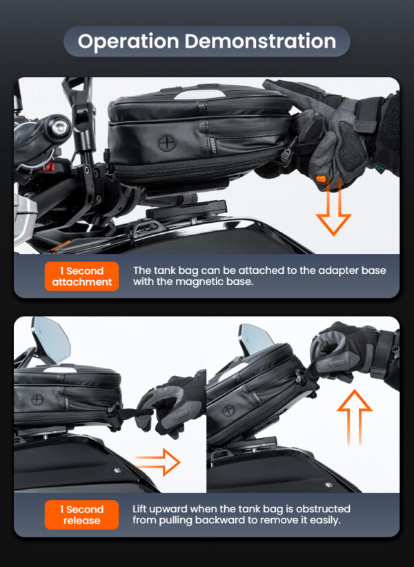 LOBOO Tank bag Easy rozszerzany 2,5-3,5L, z funkcją szybkiego demontażu z kotwy magnetycznej, regulacja montażu w zakresie 110mm