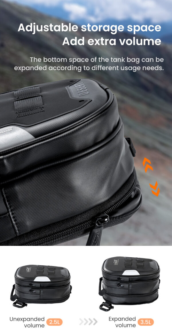 loboo-tank-bag-easy-z-funkcja-szybkiego-demontazu-z-kotwy-magnetycznej-regulacja-montazu-w-zakresie-110mm-rozszezany-w-zakresi LOBOO Tank bag Easy rozszerzany 2,5-3,5L, z funkcją szybkiego demontażu z kotwy magnetycznej, regulacja montażu 110mm, czarny