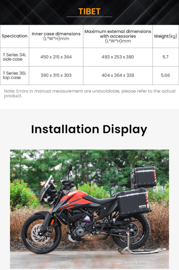 LOBOO TIBET Kufer centralny czarny 36L, aluminium, 2 zamki, wodoodporny