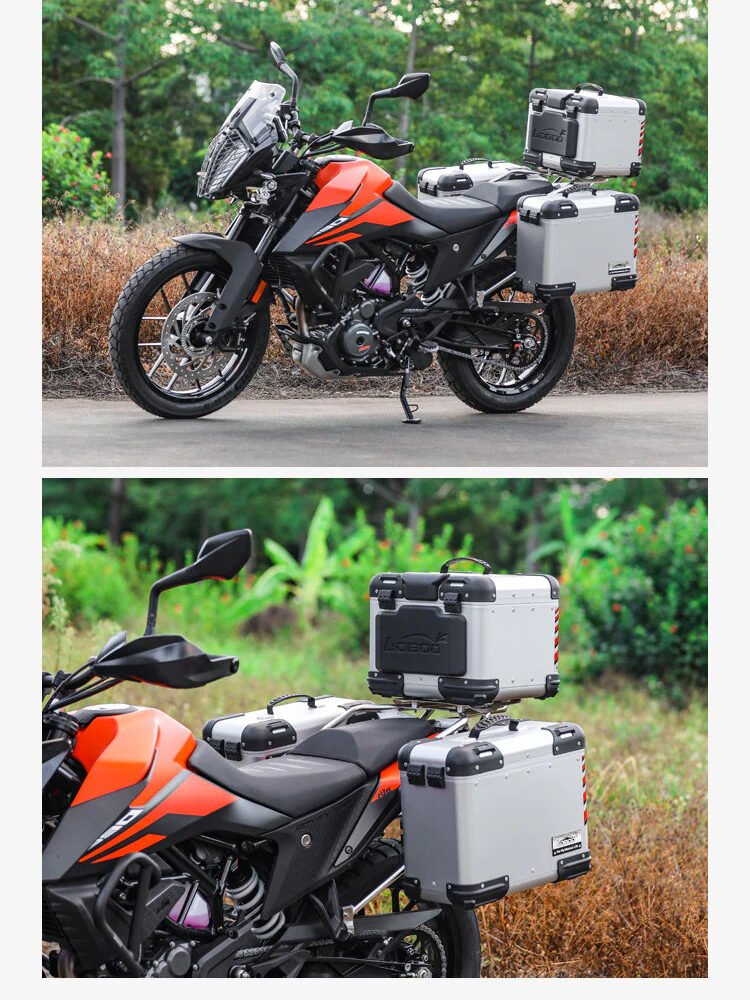 LOBOO TIBET Kufer centralny srebrny 36L, aluminium, 2 zamki, wodoodporny