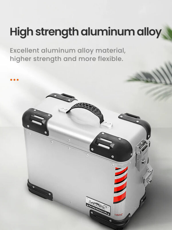 LOBOO TIBET Kufer centralny srebrny 36L, aluminium, 2 zamki, wodoodporny