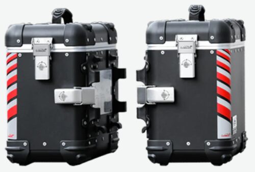 LOBOO TIBET Kufry boczne czarne 34+34L, aluminium, 2 zamki, wodoodporne, 1 zestaw - 2 szt