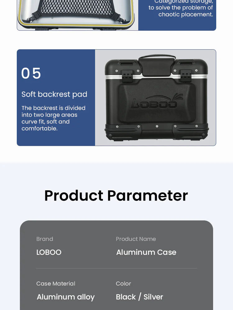 LOBOO TIBET Kufry boczne czarne 35+28L, aluminium, 2 zamki, wodoodporne, 1 zestaw - 2 szt