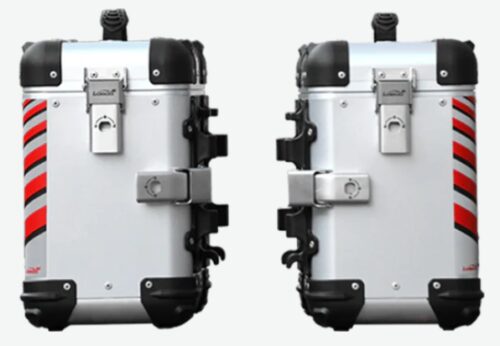 LOBOO TIBET Kufry boczne srebrne 34+34L, aluminium, 2 zamki, wodoodporne, 1 zestaw - 2 szt