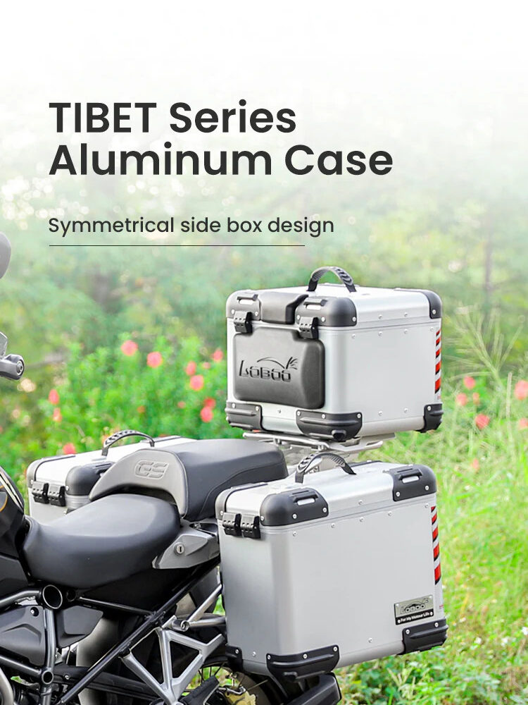 LOBOO TIBET Kufry boczne srebrne 35+28L, aluminium, 2 zamki, wodoodporne, 1 zestaw - 2 szt
