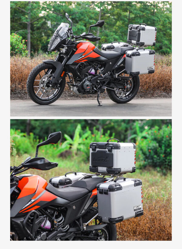 LOBOO TIBET Kufry boczne srebrne 35+28L, aluminium, 2 zamki, wodoodporne, 1 zestaw - 2 szt