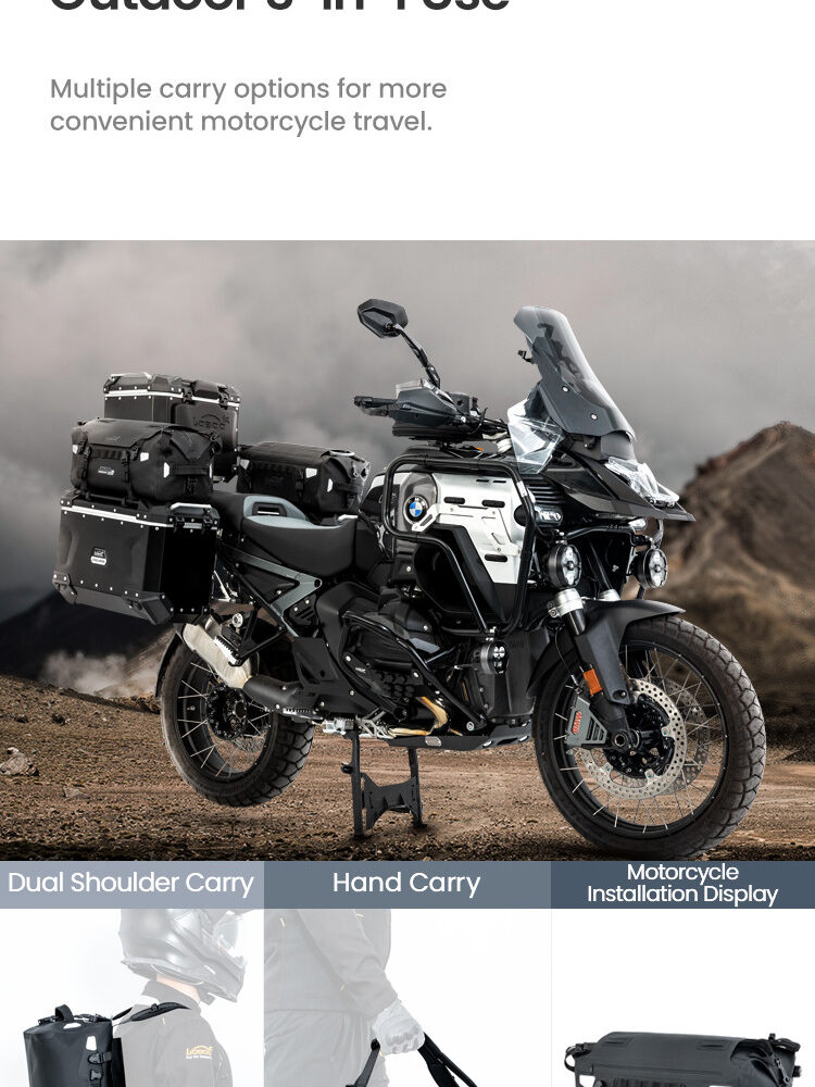 LOBOO ALPS Torba motocyklowa TPU 18L, IPX7, Molle, czarna