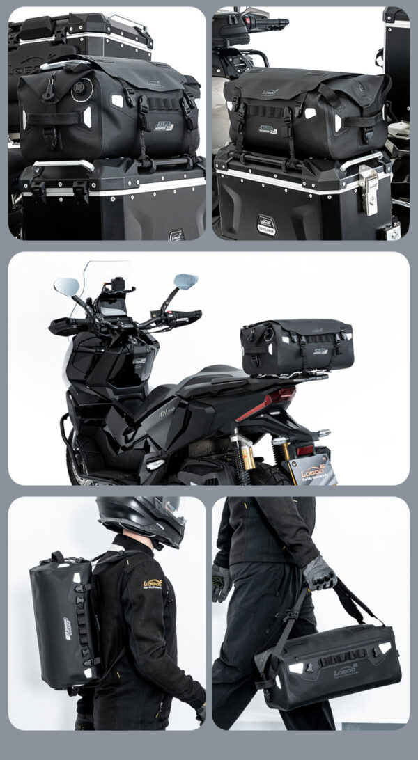 LOBOO ALPS Torba motocyklowa TPU 18L, IPX7, Molle, czarna