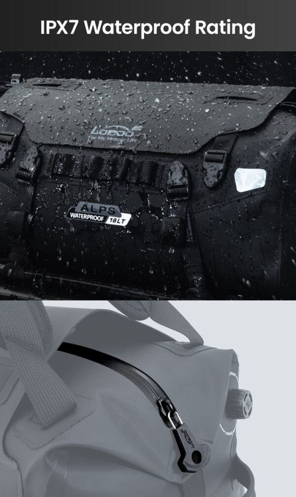 LOBOO ALPS Torba motocyklowa TPU 18L, IPX7, Molle, czarna