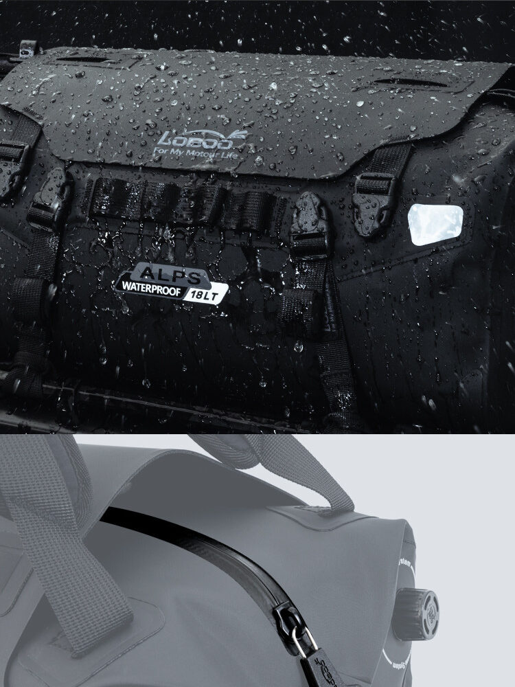LOBOO ALPS Torba motocyklowa TPU 18L, IPX7, Molle, czarna