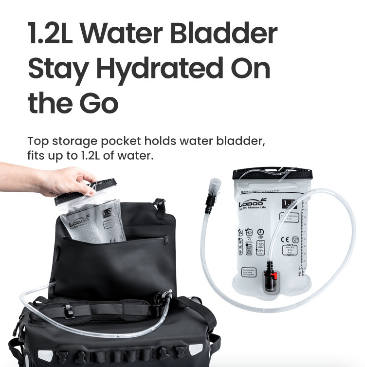 LOBOO ALPS Torba motocyklowa TPU 18L, IPX7, Molle, czarna