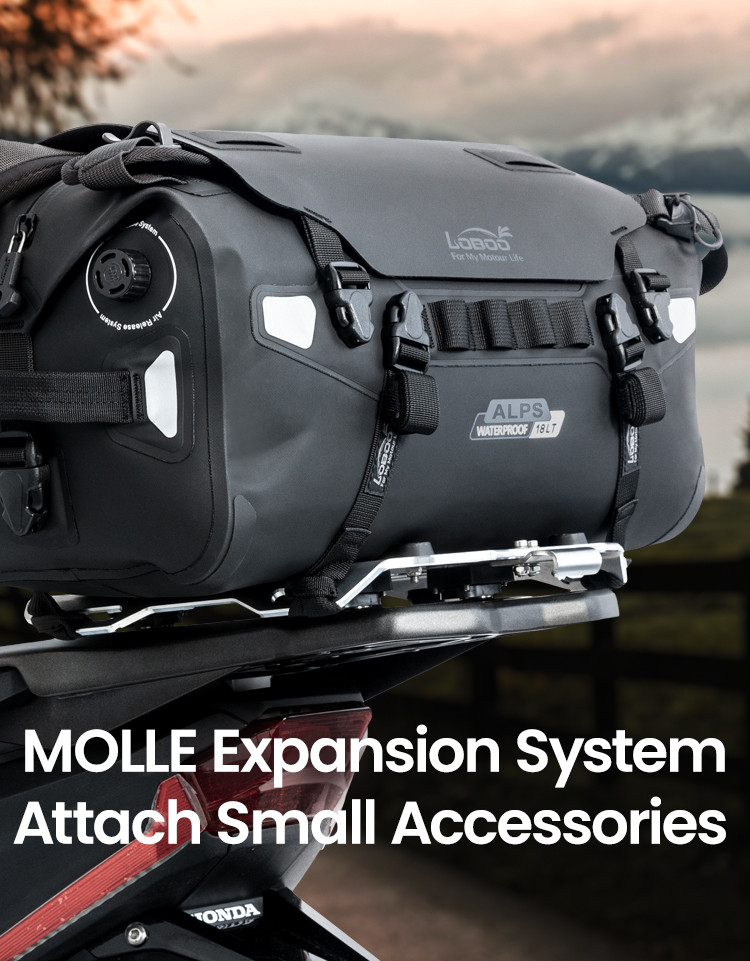 LOBOO ALPS Torba motocyklowa TPU 18L, IPX7, Molle, czarna