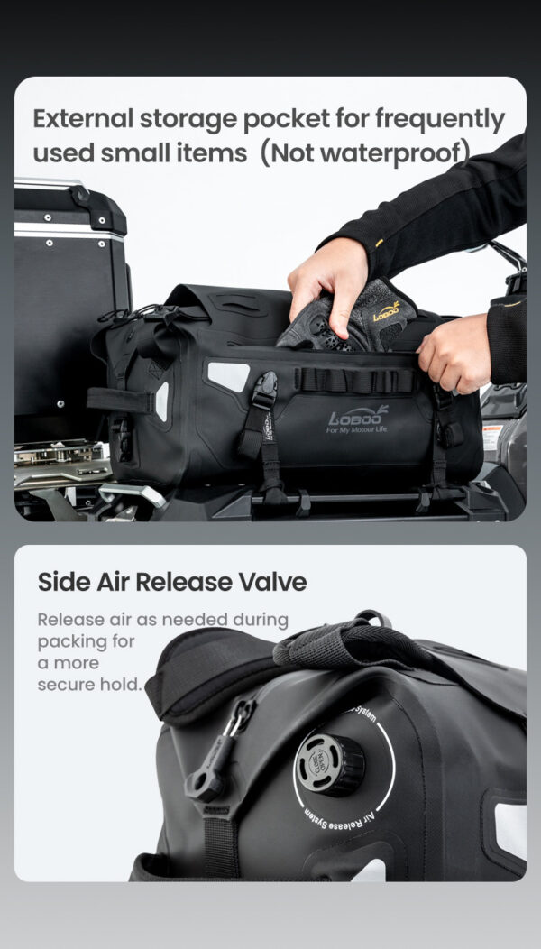 LOBOO ALPS Torba motocyklowa TPU 18L, IPX7, Molle, czarna