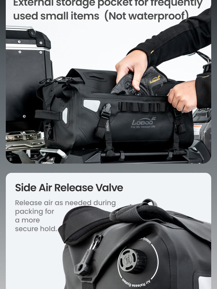 LOBOO ALPS Torba motocyklowa TPU 18L, IPX7, Molle, czarna