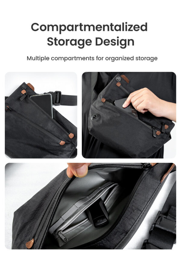 LOBOO Torba motocyklowa biodrowa wodoodporna, zamek magnetyczny, czarna