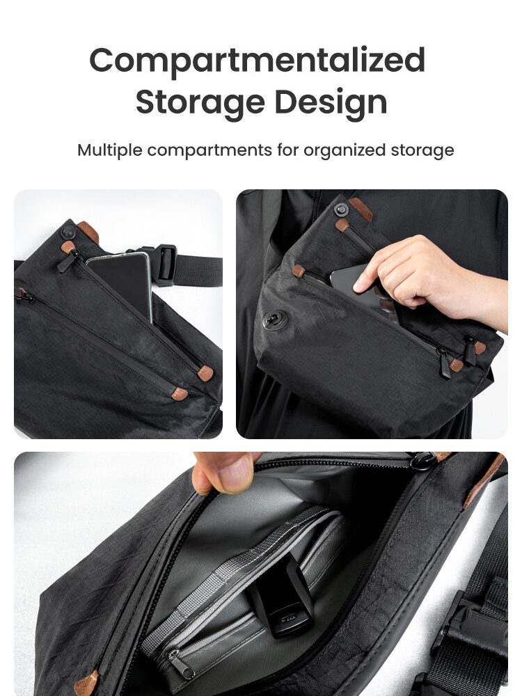 LOBOO Torba motocyklowa biodrowa wodoodporna, zamek magnetyczny, czarna