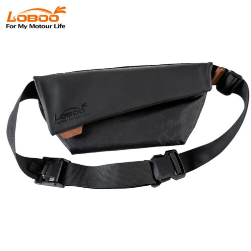 LOBOO Torba motocyklowa biodrowa wodoodporna, zamek magnetyczny, czarna