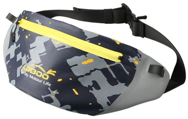 LOBOO Torba motocyklowa biodrowa nylonowa, wodoodporna, 2,8L szaro/czarna