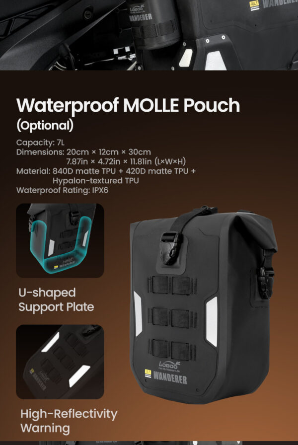 LOBOO Torba motocyklowa wodoodporna (system MOLLE) 7L