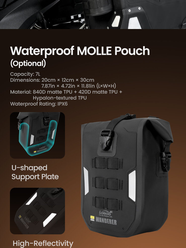LOBOO Torba motocyklowa wodoodporna (system MOLLE) 7L