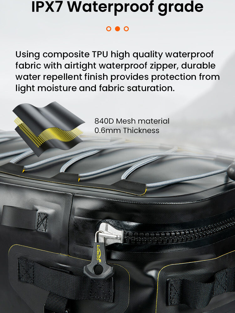 LOBOO Torba motocyklowa TPU czarna 40L (z hermetycznym zamkiem błyskawicznym)