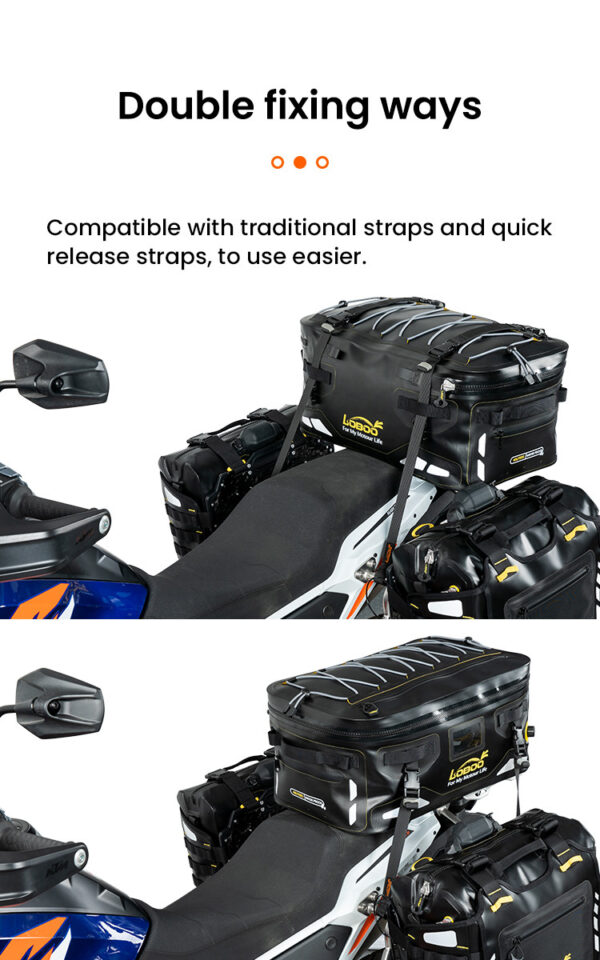 LOBOO Torba motocyklowa TPU czarna 40L (z hermetycznym zamkiem błyskawicznym)