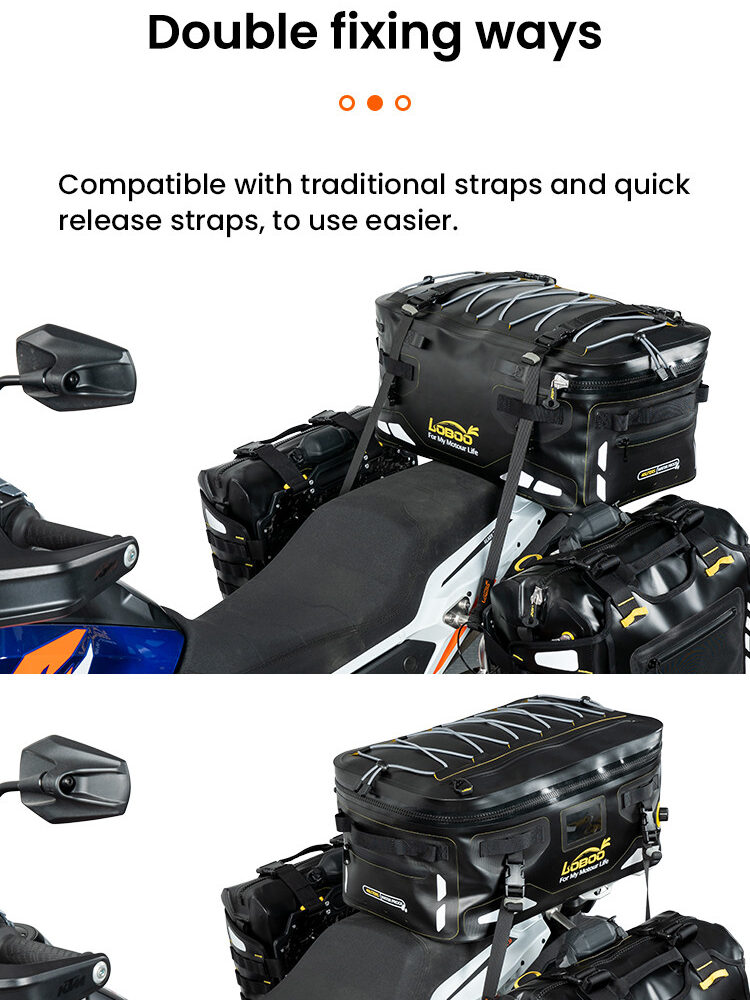 LOBOO Torba motocyklowa TPU czarna 40L (z hermetycznym zamkiem błyskawicznym)
