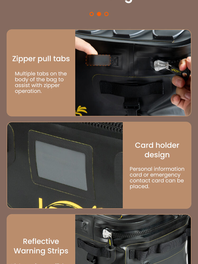 LOBOO Torba motocyklowa TPU czarna 40L (z hermetycznym zamkiem błyskawicznym)