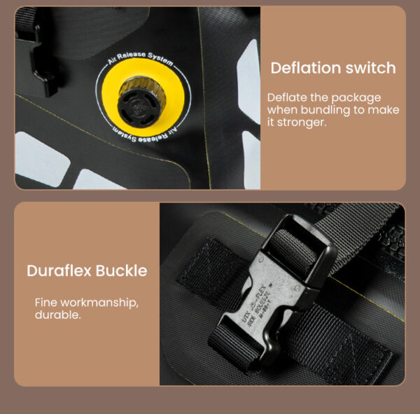 LOBOO Torba motocyklowa TPU czarna 40L (z hermetycznym zamkiem błyskawicznym)