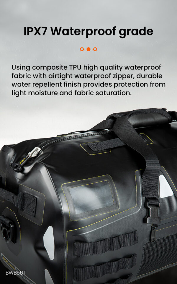 LOBOO Torba motocyklowa TPU czarna 40L (z hermetycznym zamkiem błyskawicznym)