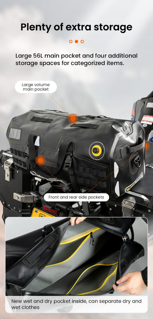 LOBOO Torba motocyklowa TPU czarna 40L (z hermetycznym zamkiem błyskawicznym)