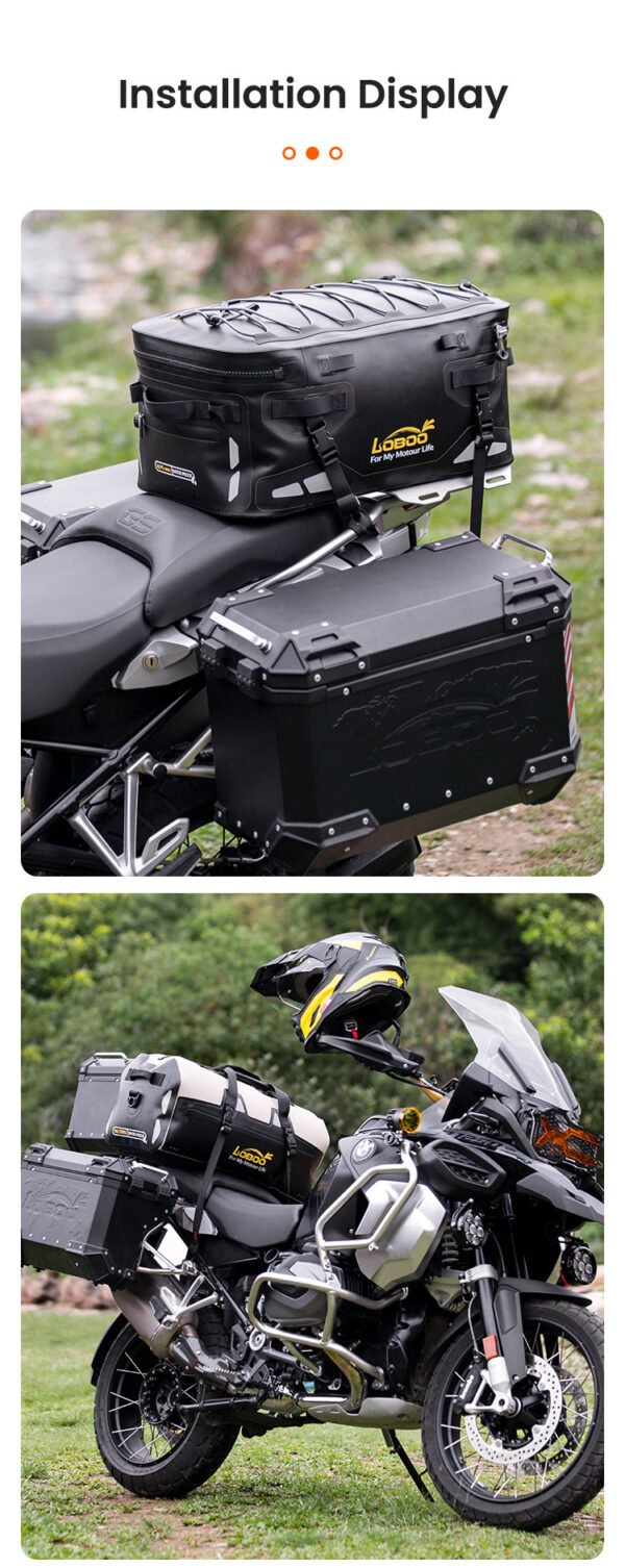 LOBOO Torba motocyklowa TPU czarna 40L (z hermetycznym zamkiem błyskawicznym)