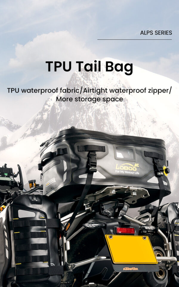 LOBOO Torba motocyklowa TPU czarna 40L (z hermetycznym zamkiem błyskawicznym)