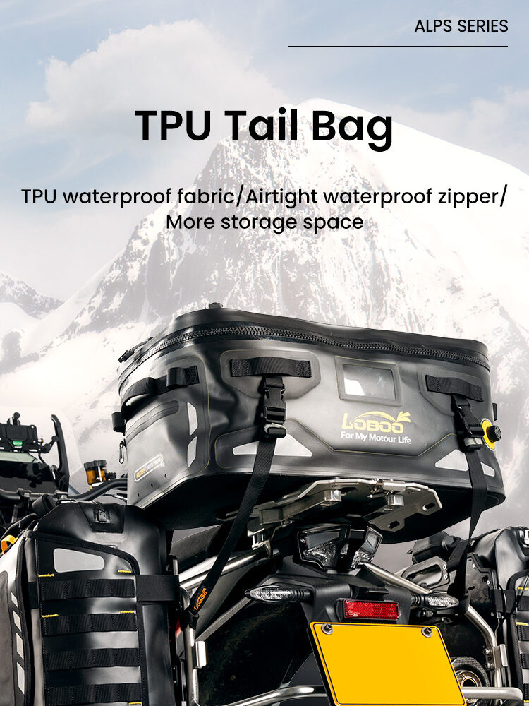 LOBOO Torba motocyklowa TPU czarna 40L (z hermetycznym zamkiem błyskawicznym)